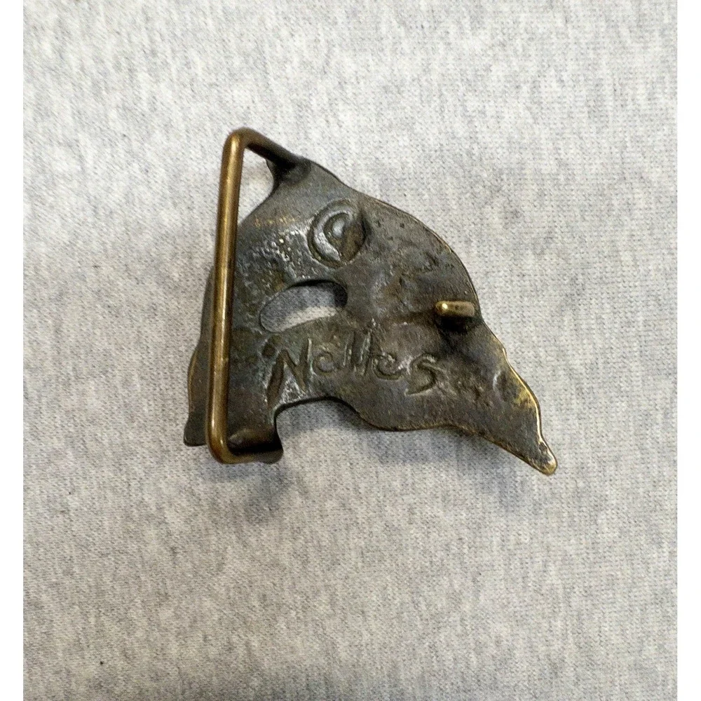 Vintage Scott Nelles Solid Brass Dolphins‎ Belt Buckle 1970's